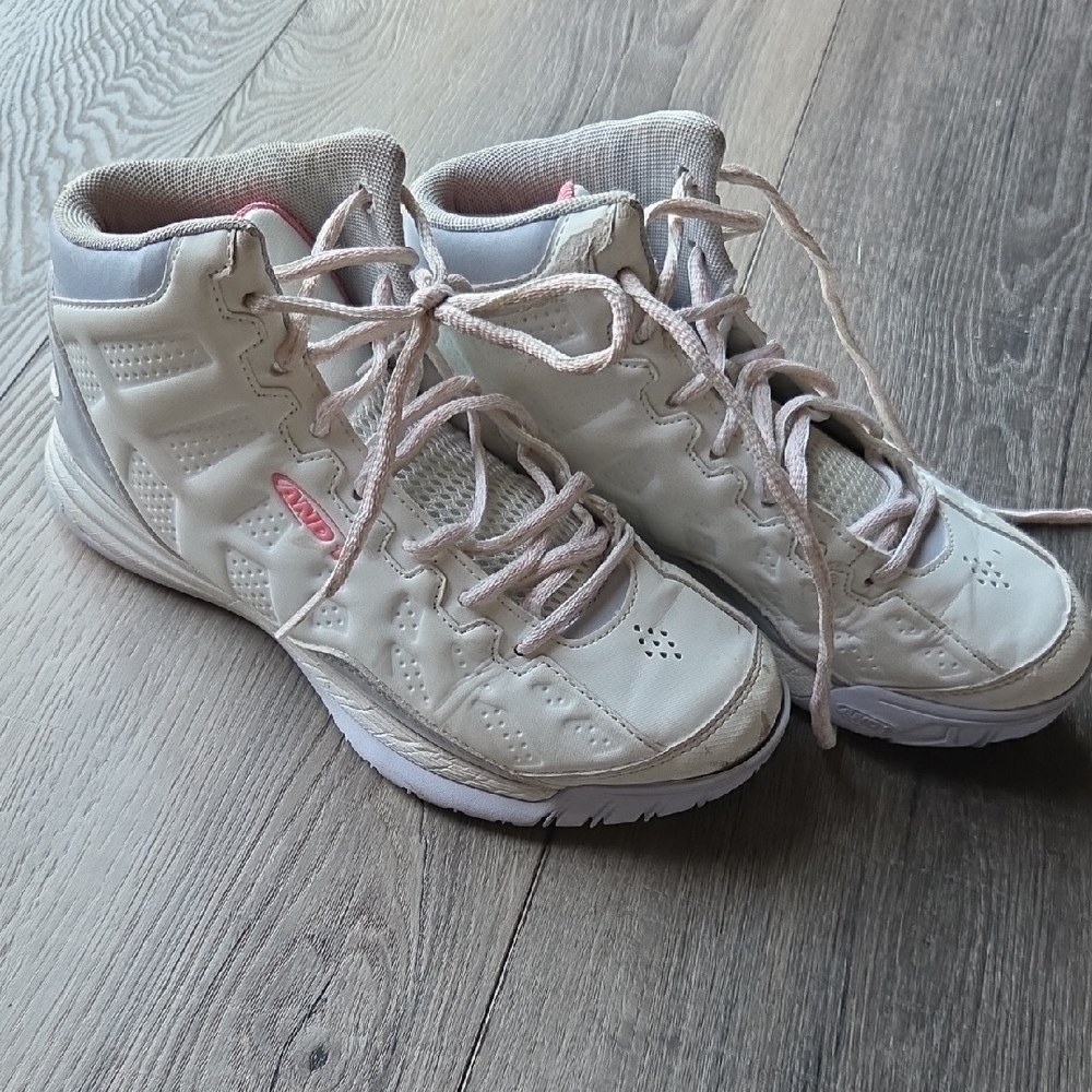 And1 Cream and Pink High-Top Sneakers